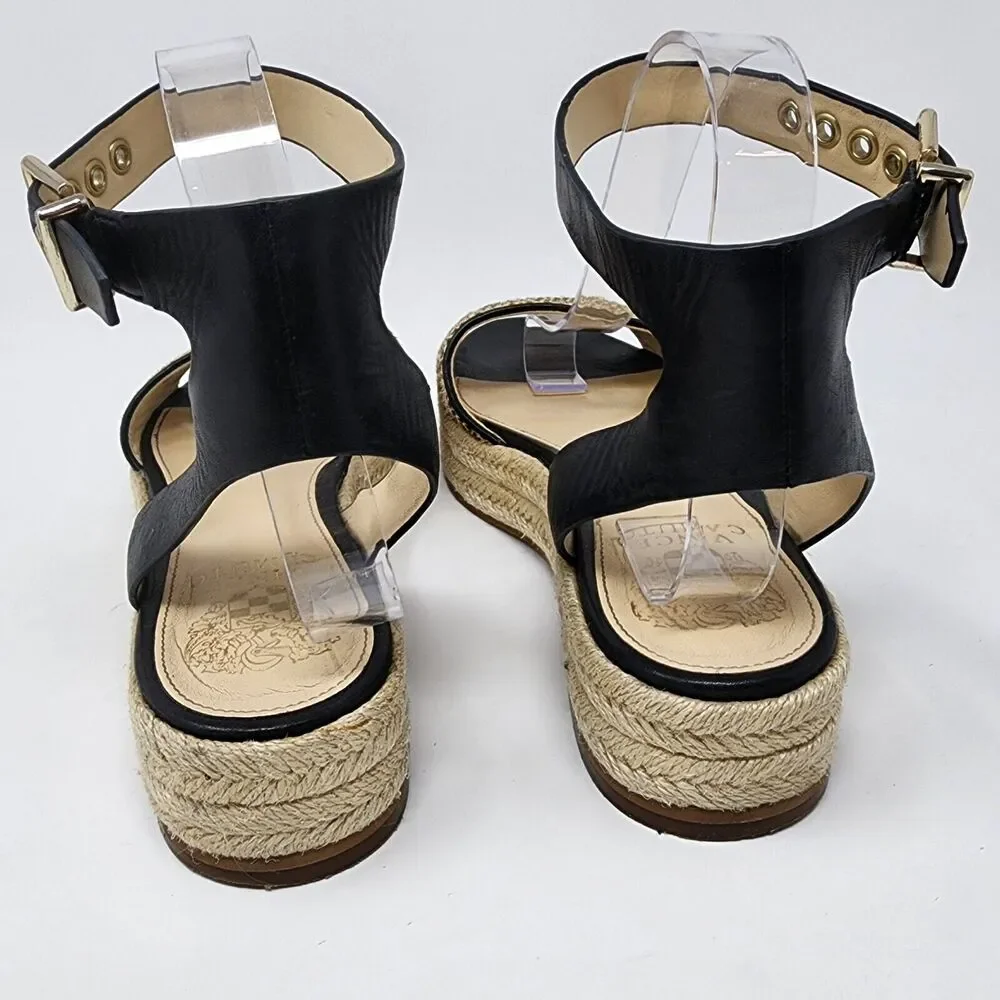 Vince Camuto Kathalia Espadrille Sandals Women 8.5 Cow Hair Leopard Platform